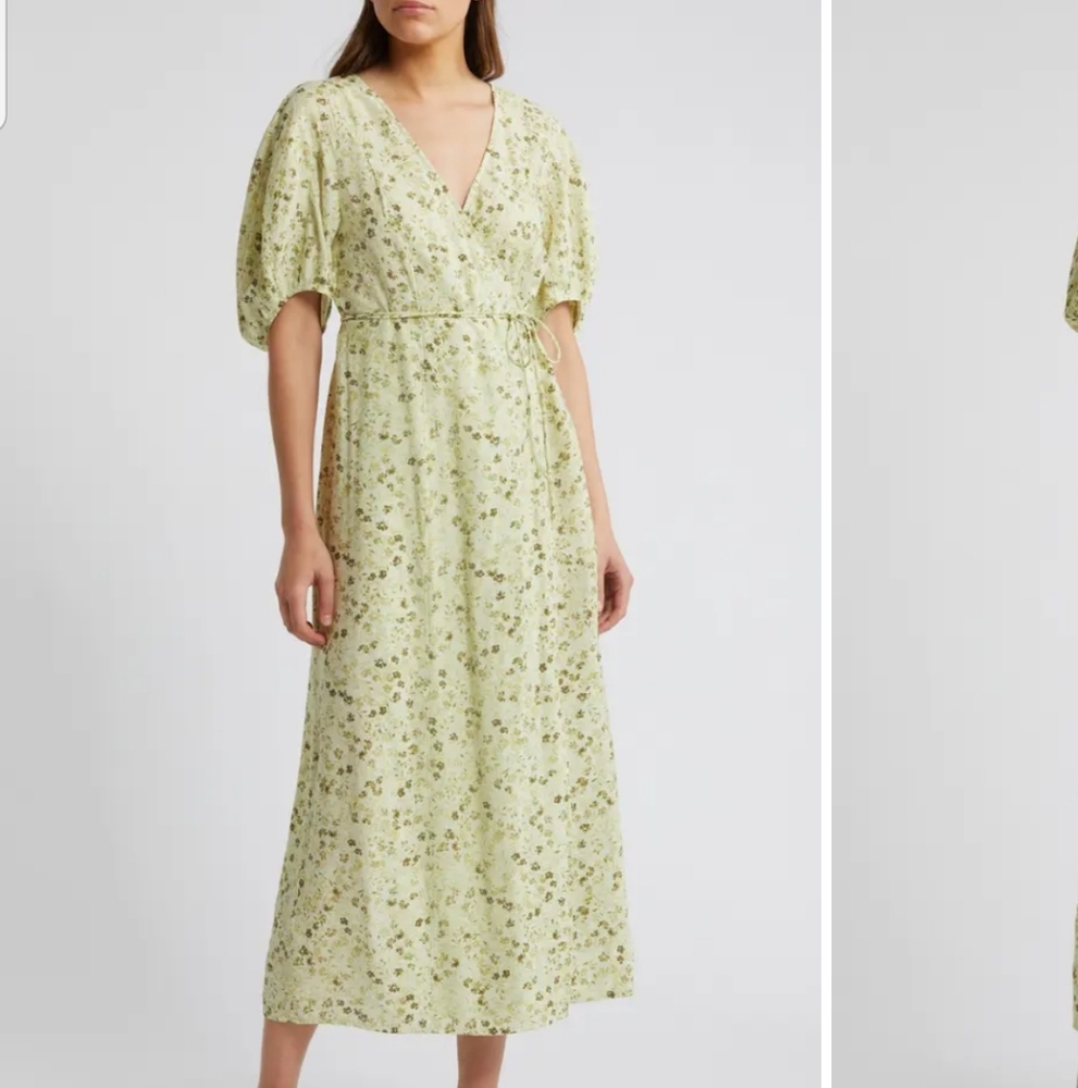 Madewell Floral Midi Dress in Light Green